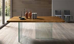 Prêt à être fini/sans finition. Fgf Ghost Table Fixe Extensible Avec Plateau En Bois Massif Et Pieds En Bois Verre Vieffetrade