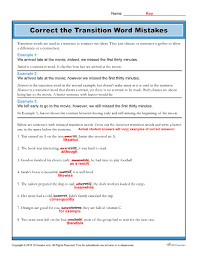 Correct The Transition Word Mistakes Worksheet In 2020 Transition Words Transition Words Worksheet Words
