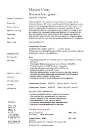 The right resume templates for the job. Business Intelligence Resume Example Sample Template Job Description Strategy Career History
