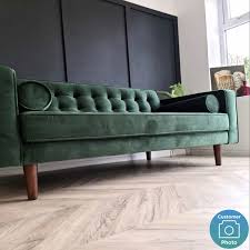 Best bolster pillows for yoga & day bed. Elba Green Velvet Sofa With Button Detailing Bolster Cushions Seats 2 Furniture123