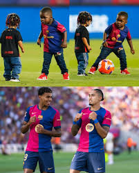 Raphinha's son and Lamine Yamal's brother playing football together during  Barca's title celebrations 😍 So touching 🥹