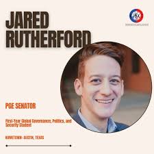 Up next in our Senator introductions are: Leah Shiferaw (At-Large Senator),  Lakeisha Phillips (Online Senator), Jared Rutherford (PGE Senator), and  Jackson Douglas (Foreign Policy & Global Security Senator)!!