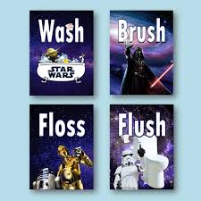Star Wars Wash Brush Floss Flush Bathroom Prints Wash Brush Floss Flush Wash Brush Star Wars Theme