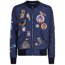Dolce Gabbana Patchwork Bomber Jacket Bomber Jacket Mens Flight Jacket Blue Jacket Men