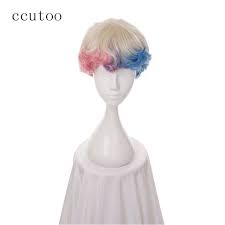 The hair i used was 1 pack of femi kinky braid marley hair; Ccutoo 30cm Blonde Pink Blue Ombre Dyed Short Curly Synthetic Hair Batman Suicide Squad Harleen Quinzel Harley Quinn Cosplay Wig Buy At The Price Of 19 51 In Aliexpress Com Imall Com