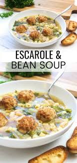 Add broth, water, beans, parmesan rind and bay leaves and bring to a simmer. Escarole And Bean Soup With Meatballs Daily Appetite