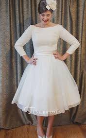 Plus Size Tea Length Lace And Organza Wedding Dresses With 3 4 Long Sleeves Wedding Dress Organza Short Wedding Dress Tea Length Wedding Dress