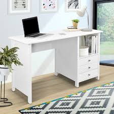 Techni Mobili Contempo Desk With 3 Storage Drawers White Walmart Com White Desk Bedroom Storage Drawers White Desk Office