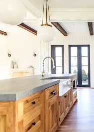 The Kitchen Island Countertop Is Caesarstone Rugged Concrete Mitered Interior Design Kitchen Kitchen Interior Wood Kitchen Island