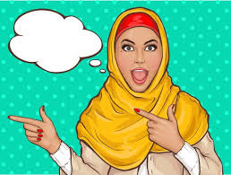 The islamic dress code requires a woman to cover her entire body, except for her hands and face, with loose clothing. Free Vector Arabic Woman In Hijab Pointing
