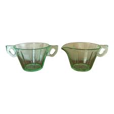 Maybe you would like to learn more about one of these? Vintage Green Depression Glass Creamer And Sugar Bowl A Pair Chairish