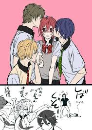 Free Iwatobi Swim Club Lol I Do Find It Surprising That In The Show None Of Them Flirt With Their Adorable Manager Who Is Free Anime Swimming Anime Anime