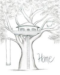 Home Is Where The Tree House Is Etsy Art Drawings Sketches Creative Art Drawings Simple Art Drawings Sketches Pencil