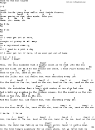 Song Lyrics With Guitar Chords For Band On The Run Guitar Chords For Songs Guitar Chords Lyrics And Chords