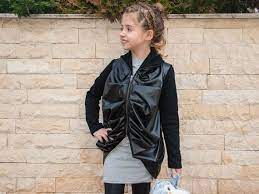 Girls Avant Garde Leather Jacket Ruffle Jacket Eco Leather Jacket Shawl Collar Jacket Polar Collar Jacket Faux Le Leather Jacket Girl Kids Outfits Girl Outfits