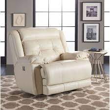 mccann leather power rocking reclining chair with power headrest lumber support extended footrest bluetooth app furniture recliner chair rocker recliners