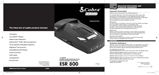 Esr800 package is open and damaged package items are new in factory packaging, the packaging may be dented, torn, warehouse damaged in some way. Cobra Electronics Esr 800 Esr 800 User Manual Manualzz