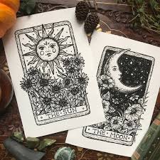 The cost of a 20 minute reading is £32.95 with each additional minute charged at the rate of £1.50. Sun And Moon Tarot Card Art Print Set Etsy Tarot Card Tattoo Tarot Cards Art Moon Tattoo Designs