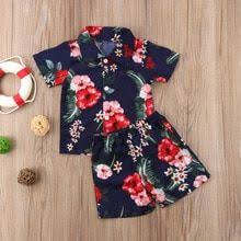 Summer Toddler Baby Boys Floral Hawaii Shirt And Short Pants Set 2 6 Yrs Summer Outfits Kids Short Sets Luau Outfits