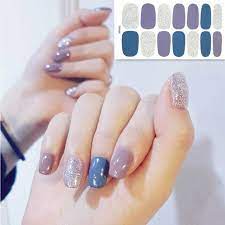2019 korea designed full wraps shiny nail art sticker decals multicolor nail stickers strips diy salon man nail art stickers decals shiny nails korean nail art