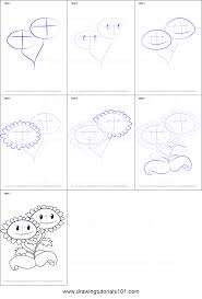 How To Draw Twin Sunflower From Plants Vs Zombies Printable Drawing Sheet By Drawingtutorials101 Com Drawing Sheet Drawings Zombie