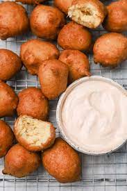 I think these look like mini corn muffins, but they taste the way a hush puppy should. Hush Puppies With Spicy Dipping Sauce Brown Eyed Baker