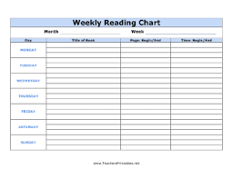 Weekly Reading Chart Teachers Printables