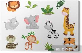 Flat african, jungle and forest animals. Jungle Animal Vector Set Canvas Print Pixers We Live To Change