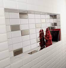 Où acheter du carrelage métro ? Carrelage Mur Forte Uni Argent Brillante L 7 5 X L 15 Cm Metro Leroy Merlin