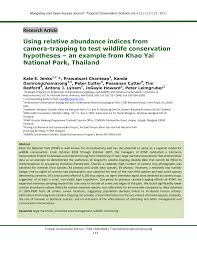 In conducting psychology research, the hypothesis might be how an environment influences a particular response or behavior. Using Relative Abundance Indices From Camera Trapping To Test Wildlife Conservation Hypotheses An Example From Khao Yai National Park Thailand Topic Of Research Paper In History And Archaeology Download Scholarly Article