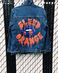 Half Black And Blue Denim Jacket Custom Painted Syracuse University College Denim Jackets Let Me Custom Paint For You Thelaurenschneider Diy Denim Jacket Denim Jacket Custom Denim Jacket