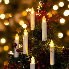 Wyzworks 10pk Christmas Tree Led Taper Candles Battery Powered With Timer Remote Control And Clip Christmas Candles Christmas Tree Candles Led Taper Candles