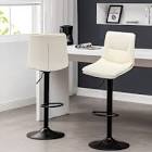 PU Leather Swivel Counter/Bar Stool Adjustable Height (2-Piece Set), White For Living
