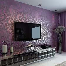Qihang Modern Luxury Abstract Curve 3d Wallpaper Roll Mural Papel De Parede Flocking For Striped Pu Purple Colour Wallpaper Bedroom Wall Designs Home Wallpaper