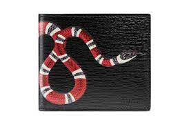 Gucci Kingsnake Print Gg Supreme Wallet Canvas Clutch Printed Leather Snake Print