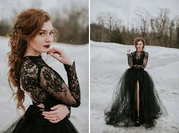 A wedding dress with a tulle skirt, a black lace bodice and a layer of black tulle over the skirt. Black Wedding Dresses Cheaper Than Retail Price Buy Clothing Accessories And Lifestyle Products For Women Men