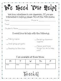 Parent Volunteer Sign Up Sheet Parent Volunteers Classroom Volunteer School Volunteer
