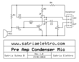 For usage with low impedance microphones, the value of r3 must be increased to around 47o ohms and c1 must be decreased to around 2.2uf. 40 Skema Pcb Preamp Mic Simple Dan Minimalis