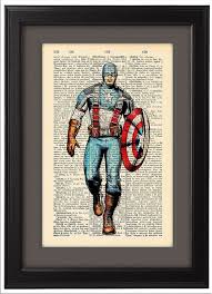 Captain America Comic Style Dictionary Print Book By Natalprint 8 00 Comic Book Bedroom Superhero Room Comic Book Crafts