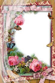 Transparent Frame With Flowers And Butterflies Flower Frame Rose Frame Vintage Flowers