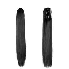 The hair extensions are nicely colored (dark blonde and beach blonde) and not only bring the length, but they also deliver a great volume to your thin blonde short hair. Auconer 23inch Long Straight Black Ponytail Hair Extensions Claw Jaw Clip In Hair Extensions Ponytail Synthetic Hairpiece For Short Thin Hair To Add Volume And Colour 23inch Straight Black Buy Online In