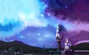 The Distance Lights Night Pretty Roof Top Sitting Sky Standing Beautiful Night Sky Night Sky Wallpaper Sky Anime
