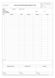 Check spelling or type a new query. Formulir Daftar Hadir Pertemuan Rapat K3 Manajemen K3 Umum