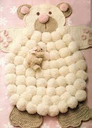 Cocuk Odalari Icin Ayicikli Popon Paspas Yapilisi Resimli Anlatim Bear Rug Crochet Bear Pom Pom Rug