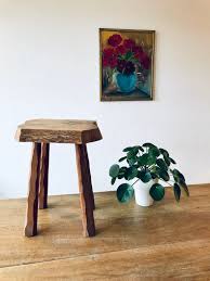Tabouret Ancien En Bois Brut Etsy Bois Brut Tabouret Tabouret Bois