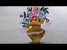 How To Draw Flower Pot Using Ladyfinger Bhindi In Less Than 5 Minutes Youtube Flower Drawing Flower Vase Drawing Unique Flower Vases