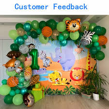 Add to favorites jungle center pieces set of 6 jungle animal cutouts 4 and 6 tropical leaves, jungle safari baby shower birthday party decorations hm952. 106pcs Animal Balloons Garland Kit Jungle Safari Theme Party Supplies Favors Kids Boys Birthday Party Baby Shower Decorations Ballons Accessories Aliexpress
