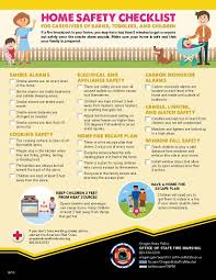 Home Safety Checklist For Caregivers Of Babies Toddlers And Children By The Oregon State Fire Marshal Home Safety Checklist Safety Checklist Home Safety