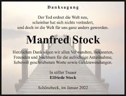 Traueranzeigen von Manfred Stock