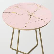 Pink Gold Marble Side Table Side Table Marble Side Tables Table